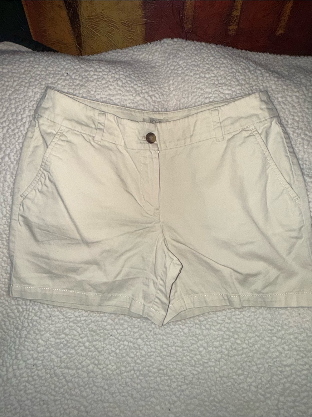 LOFT Cream Chino Bermuda Shorts